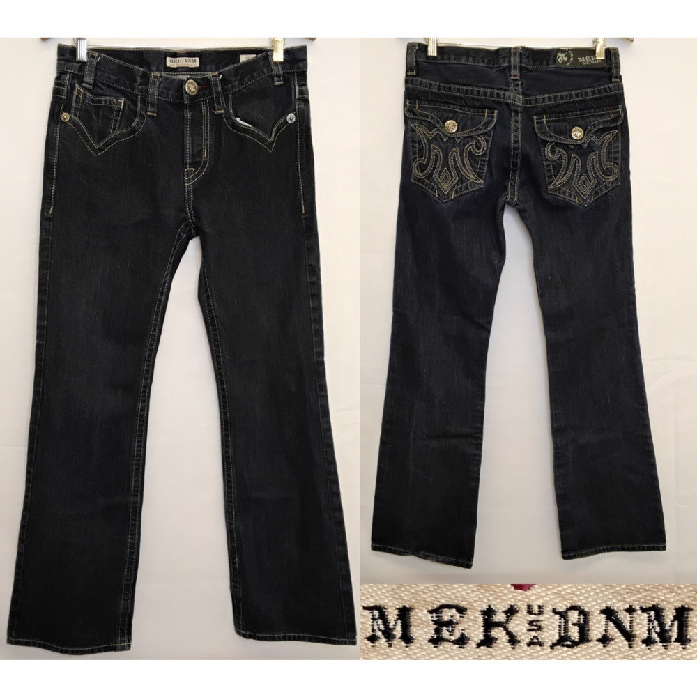 Mek Denim Bootcut Jeans Men's 32x34 Dark Wash Embroidered USA #Z5606